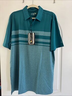 Arnold Palmer Teal Two-Tone Striped Men’s Polo Shirt